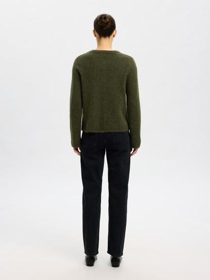 Slflulu New Ls Knit Cardigan Noos Mellomgrønn