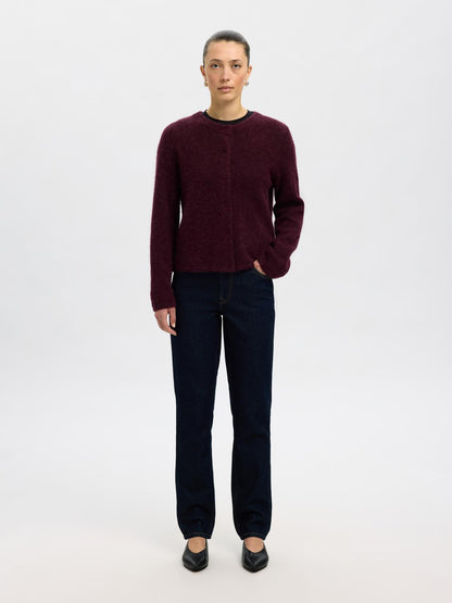 Slflulu New Ls Knit Cardigan Noos Mørkelilla