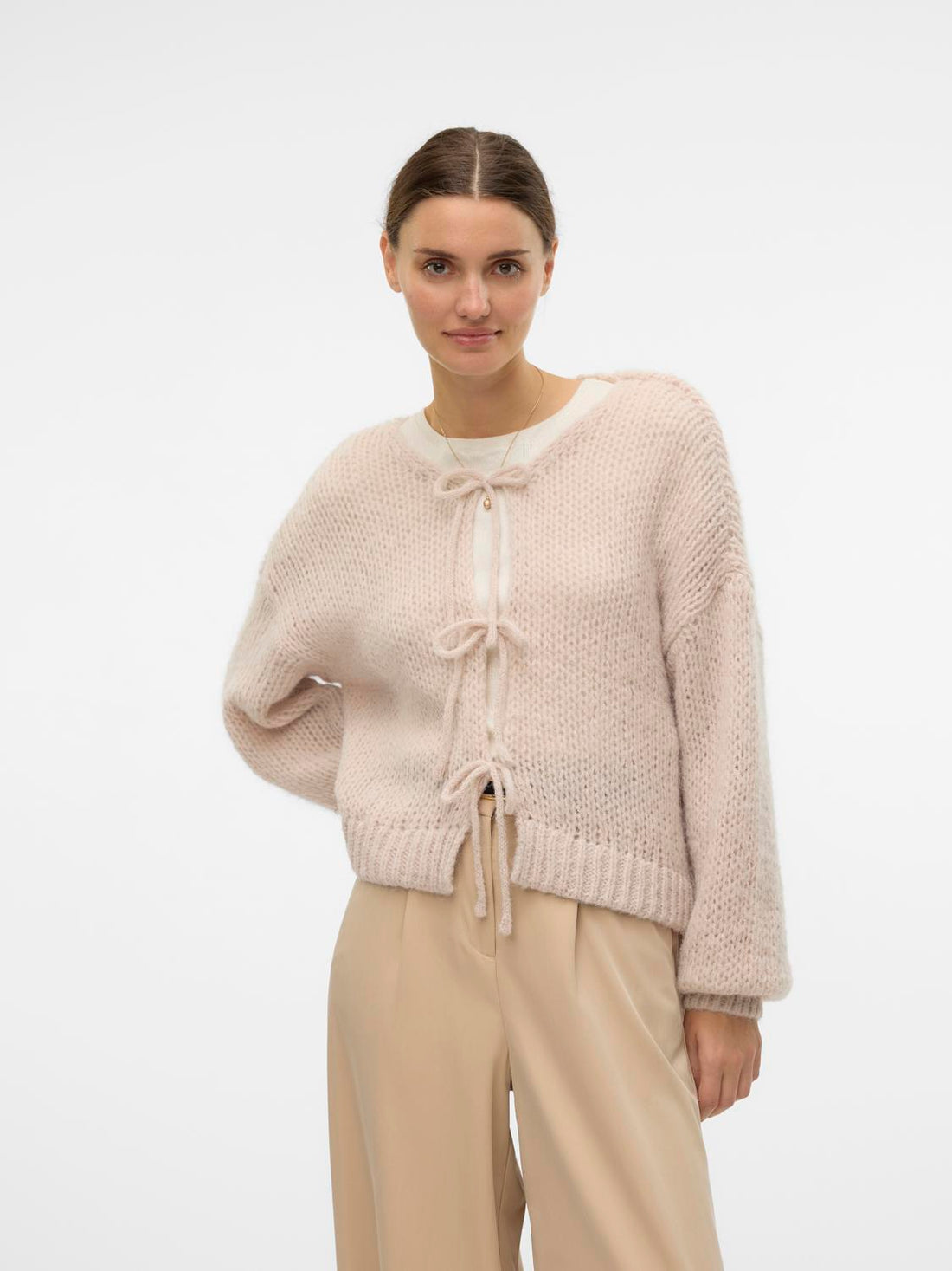 VMALOA LS BOW CARDIGAN GA EXP Lysegrå