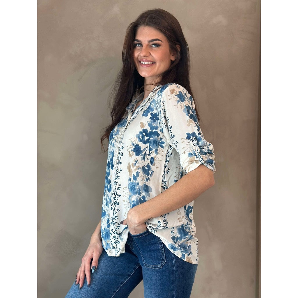 Floria bluse Jeansblå