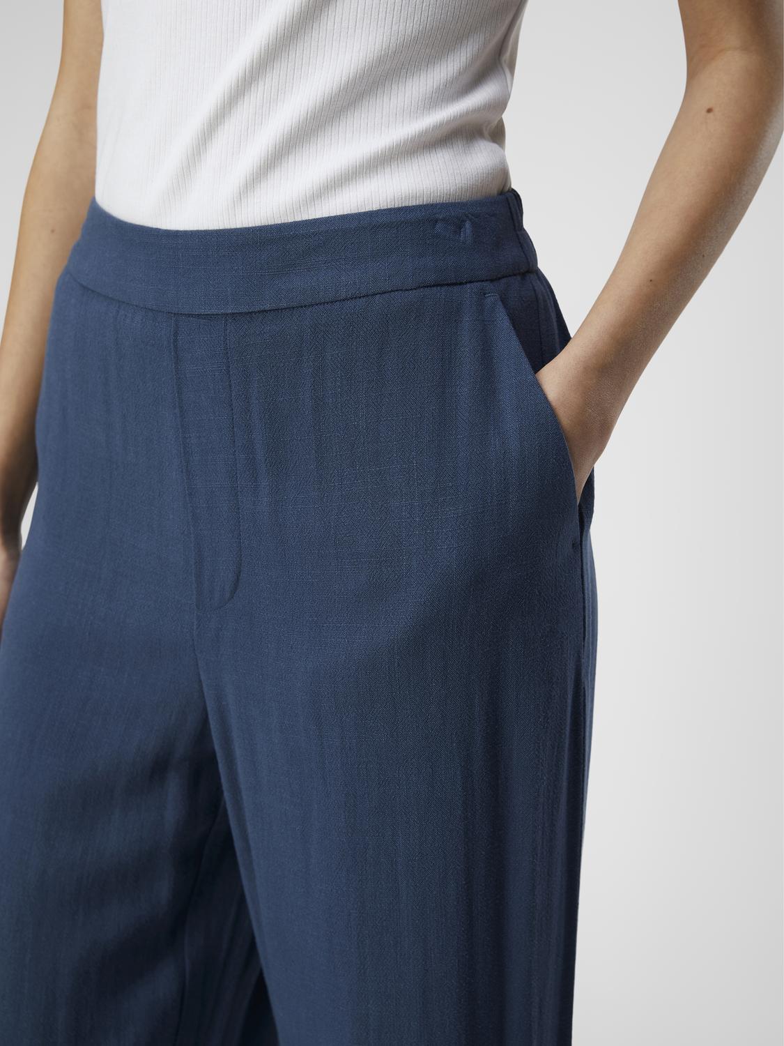 OBJSANNE ALINE WIDE PANT NOOS linbukse Mørkeblå
