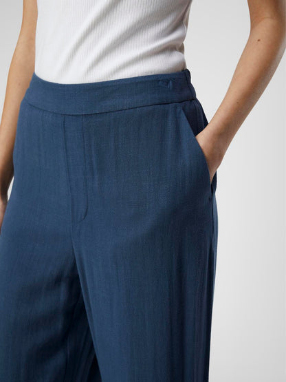 OBJSANNE ALINE WIDE PANT NOOS linbukse Mørkeblå