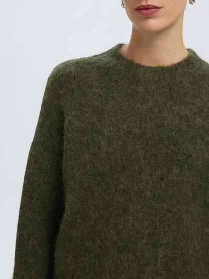 Slfgabriella Ls Knit New O-Neck Noos Mørkegrønn