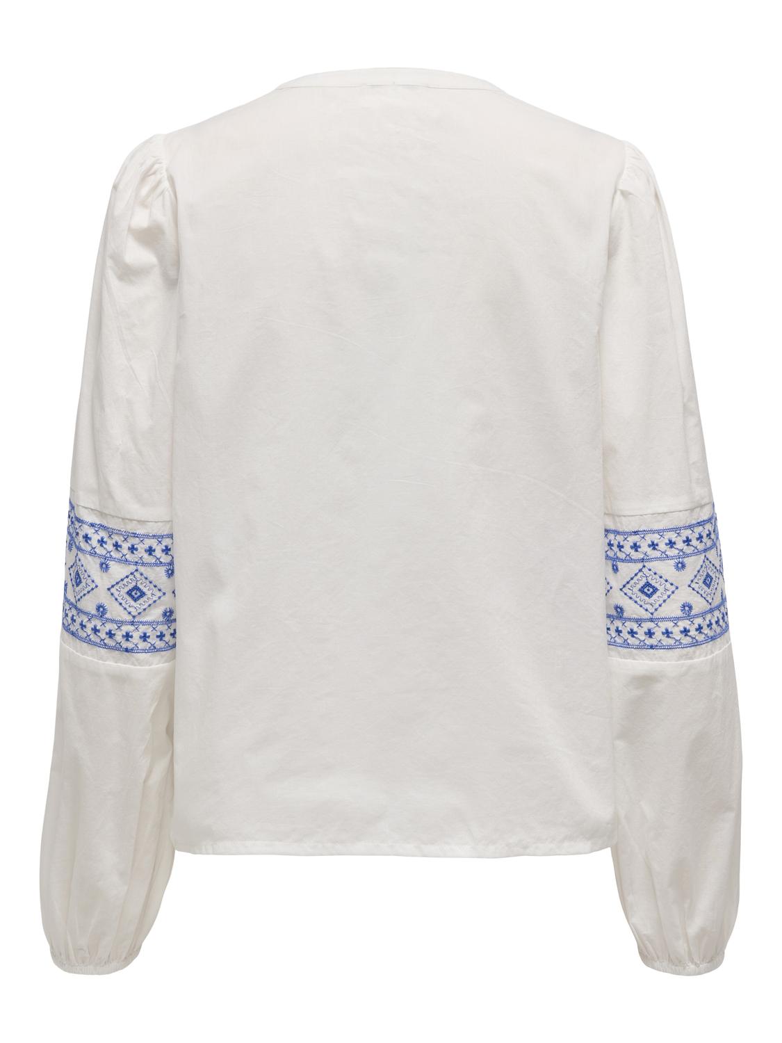 JDYLULU L/S EMBROIDERY SHIRT WVN Hvit
