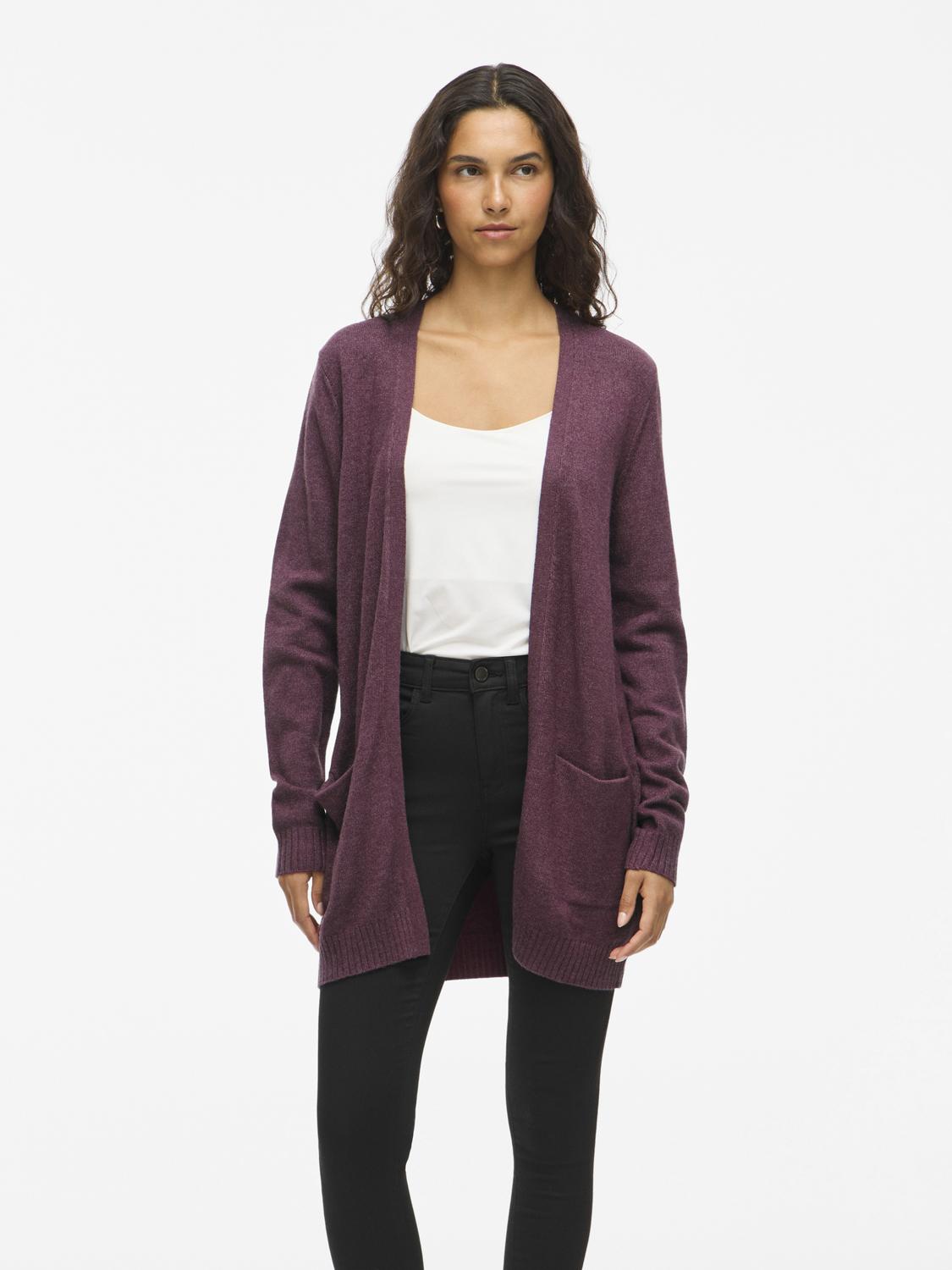 Viril Open L/s Knit Cardigan - Noos Mørkelilla