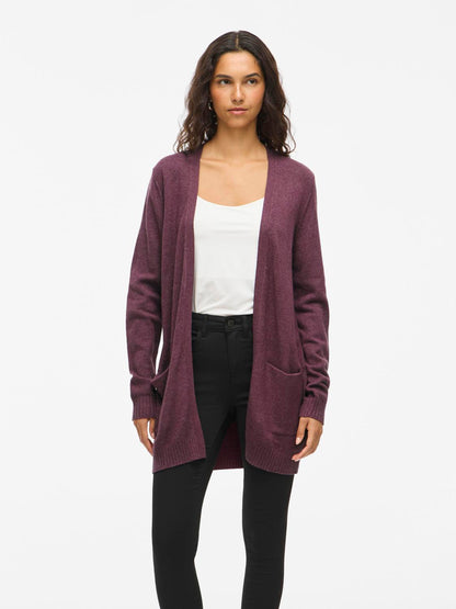 Viril Open L/s Knit Cardigan - Noos Mørkelilla