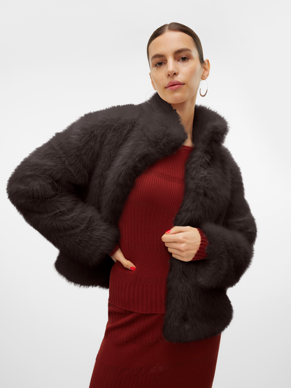 Vmmonroe Short Jacket Noos Mørkebrun