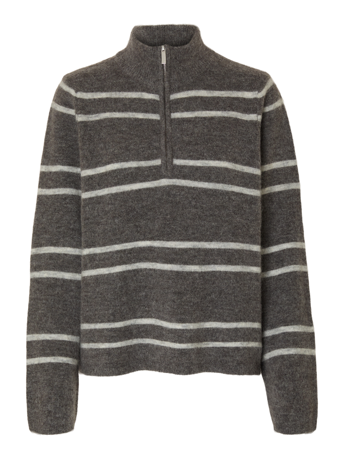 Slflulu Ls Knit Half Zip Noos Mellomgrå