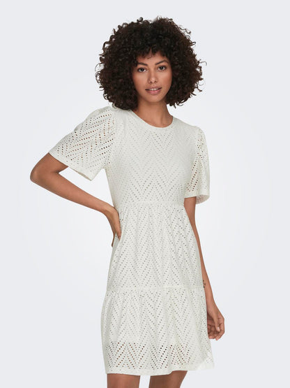 JDYCARLA CATHINKA S/S DRESS JRS NOOS Hvit