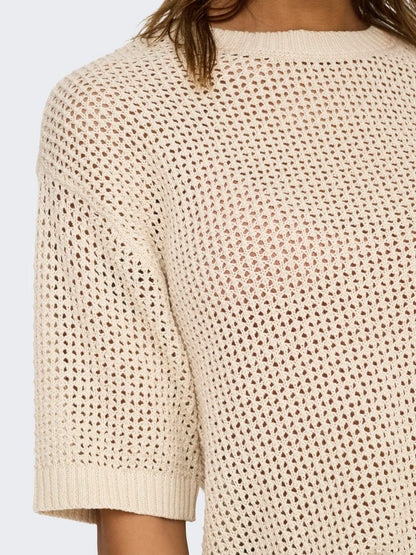 JDYTIKKA 2/4 O-NECK PULLOVER KNT Lysegrå