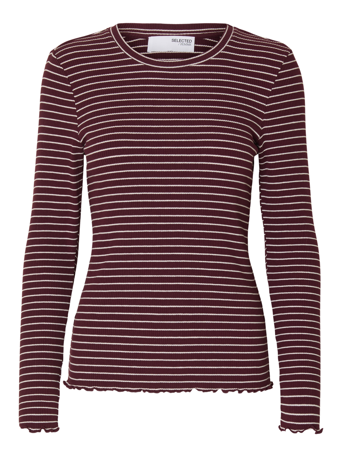 SLFANNA LS CREW NECK TEE STR NOOS Burgunder