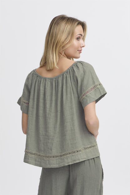 SBFONTANELLE SS BLOUSE Dusty Olive