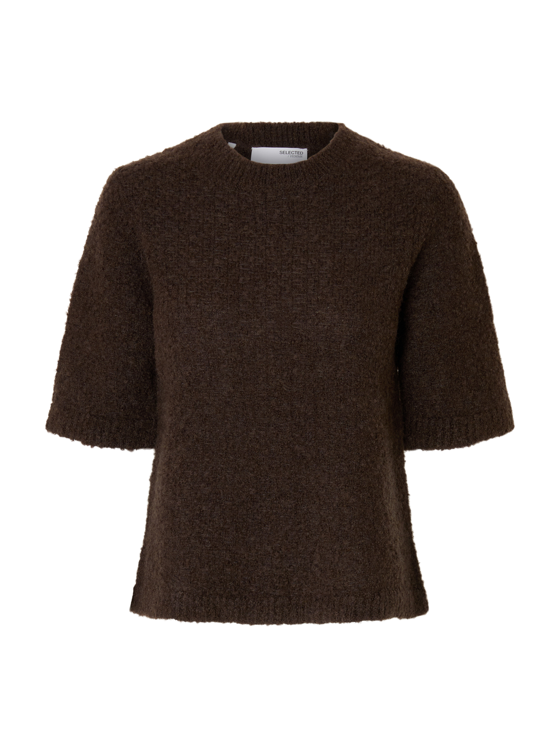 Slflelou 2/4 Knit O-Neck Mørkebrun