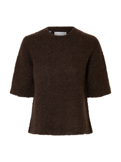 Slflelou 2/4 Knit O-Neck Mørkebrun