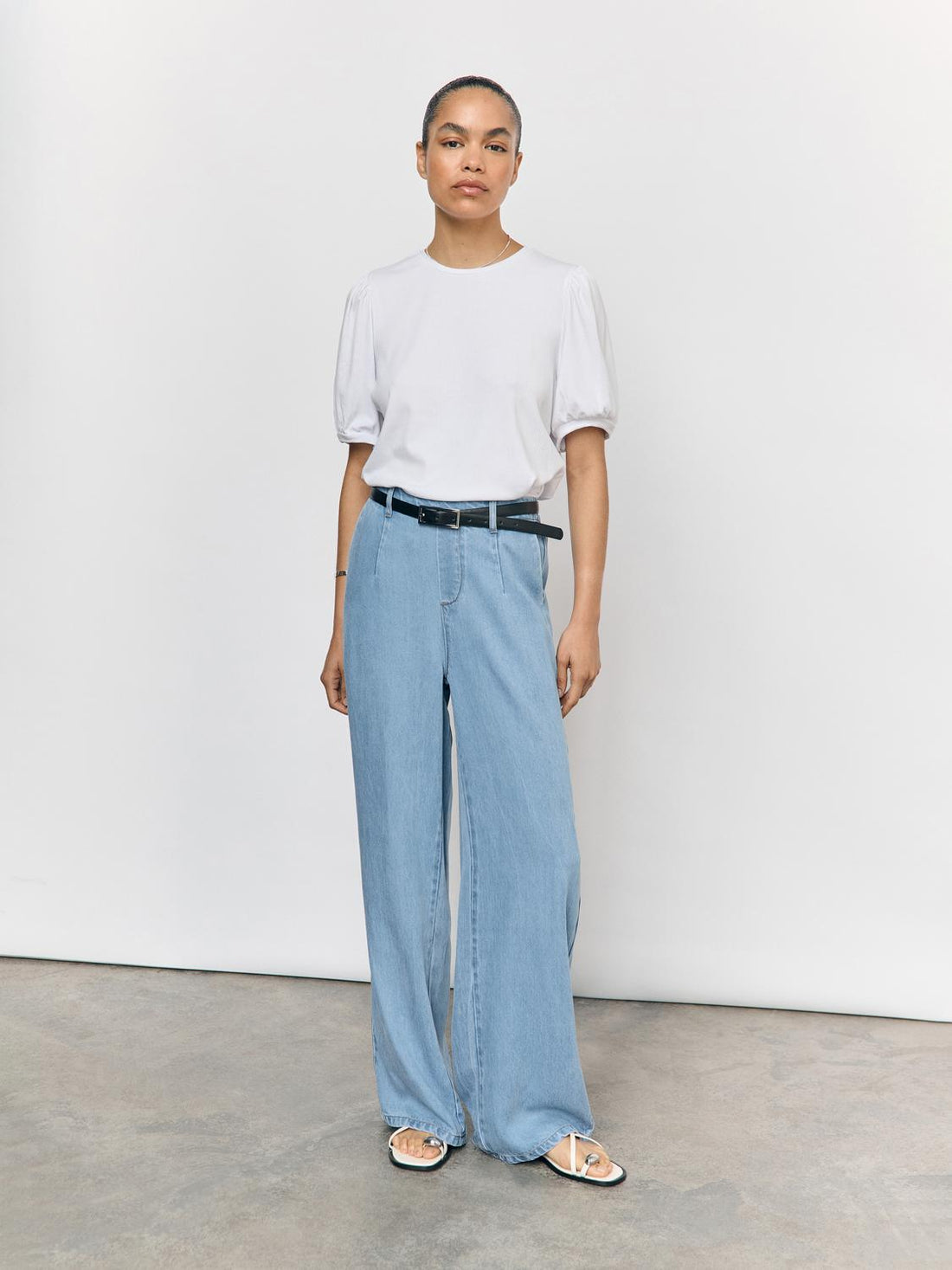 OBJFRAME LISA WIDE MW PANTS NOOS Lyseblå