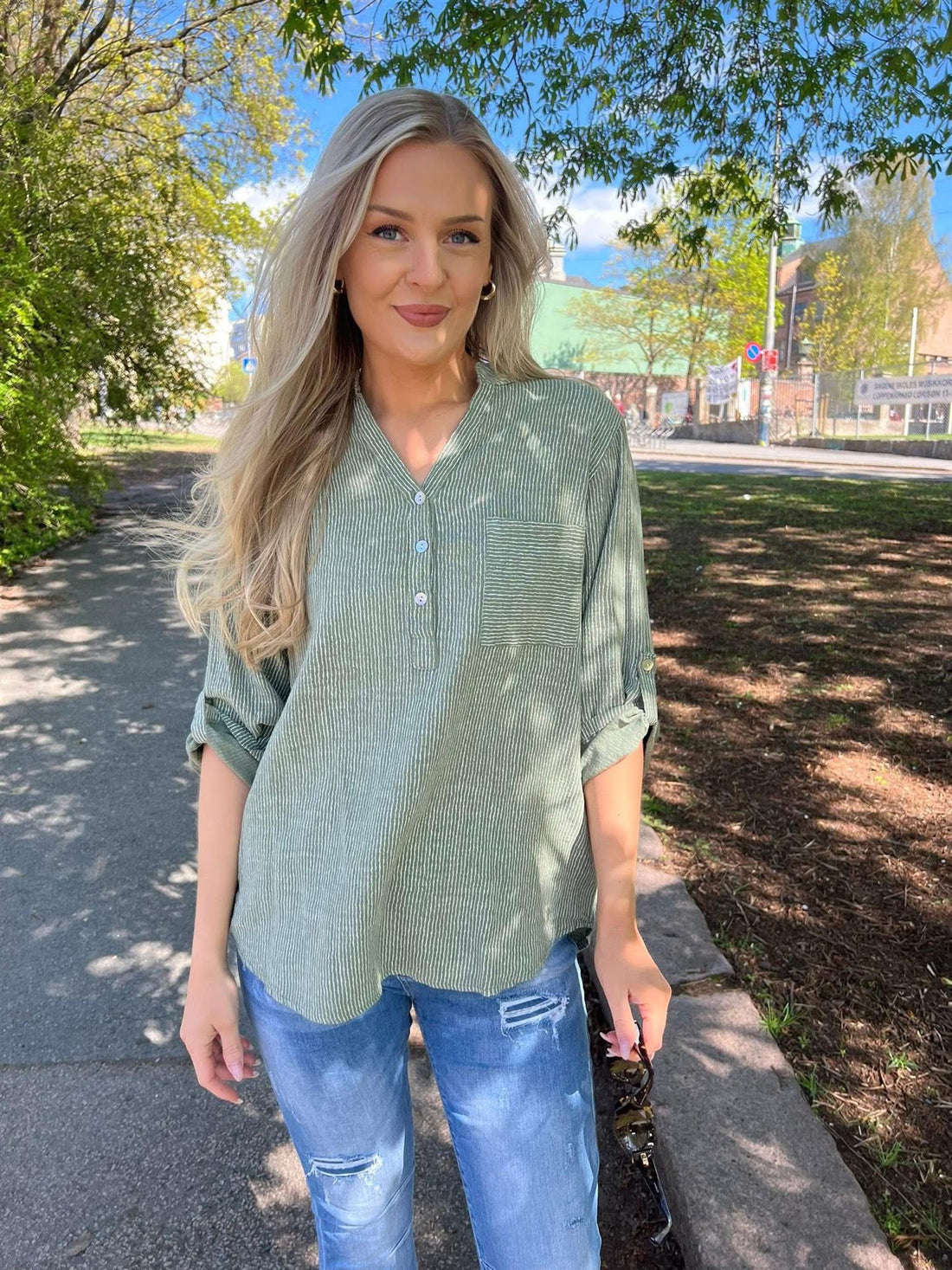 SBALEXA PS BLOUSE Grønn