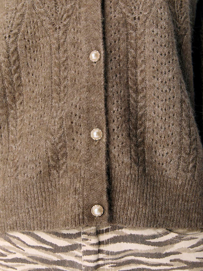 OBJOPHELIA L/S KNIT CARDIGAN REP Mellomgrå