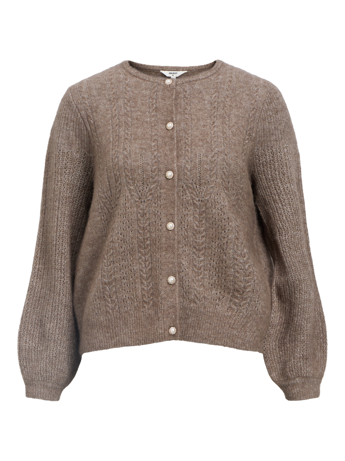 OBJOPHELIA L/S KNIT CARDIGAN REP Mellomgrå