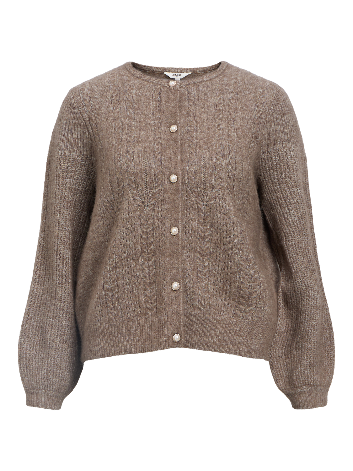 OBJOPHELIA L/S KNIT CARDIGAN REP Mellomgrå