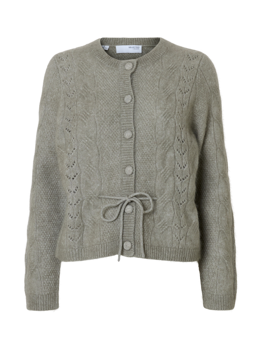 SLFVERA LS KNIT BELT CARDIGAN EX Mellomgrå