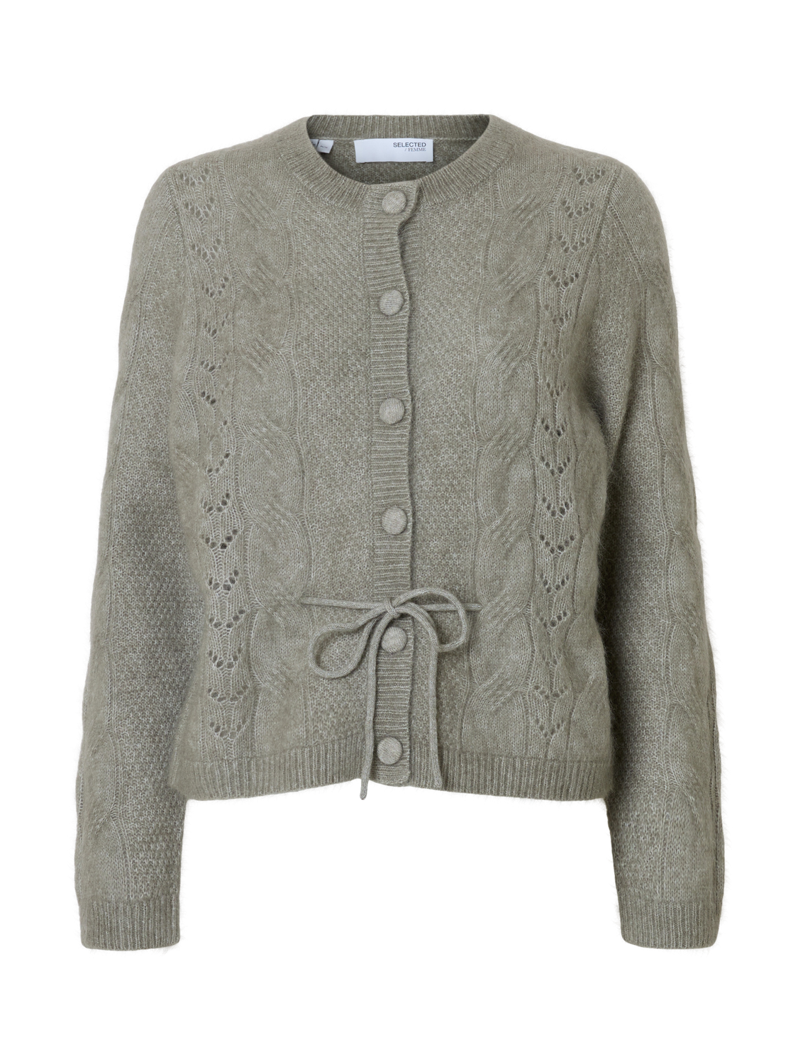 SLFVERA LS KNIT BELT CARDIGAN EX Mellomgrå