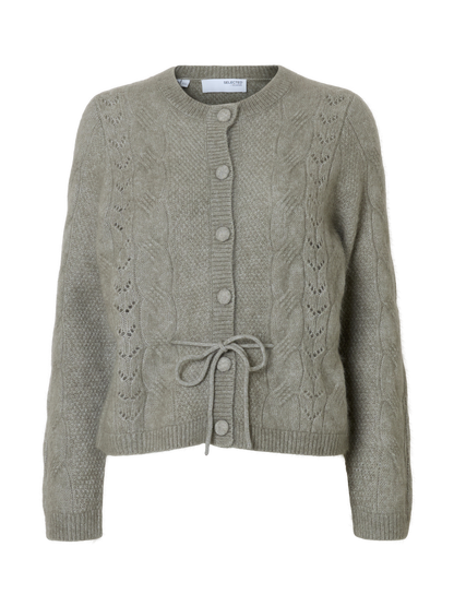SLFVERA LS KNIT BELT CARDIGAN EX Mellomgrå