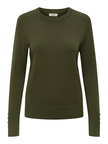 Jdymalou L/s On Button Pullover Knt Noos Mørkegrønn