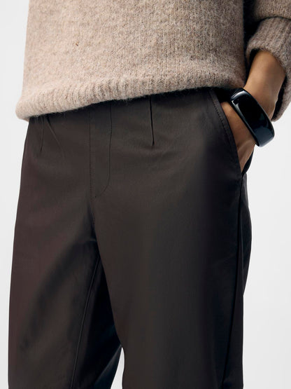 Objbelle Lisa Coated Pant Noos Mørkebrun