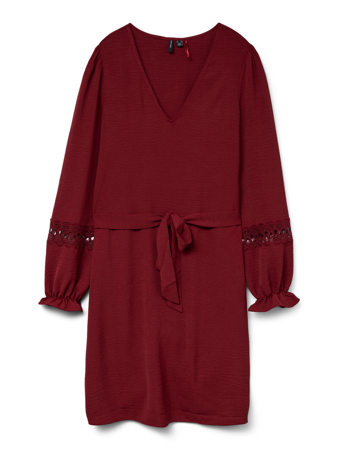 VMALVA LACE LS SHORT DRESS WVN GA BOO Mørkerød