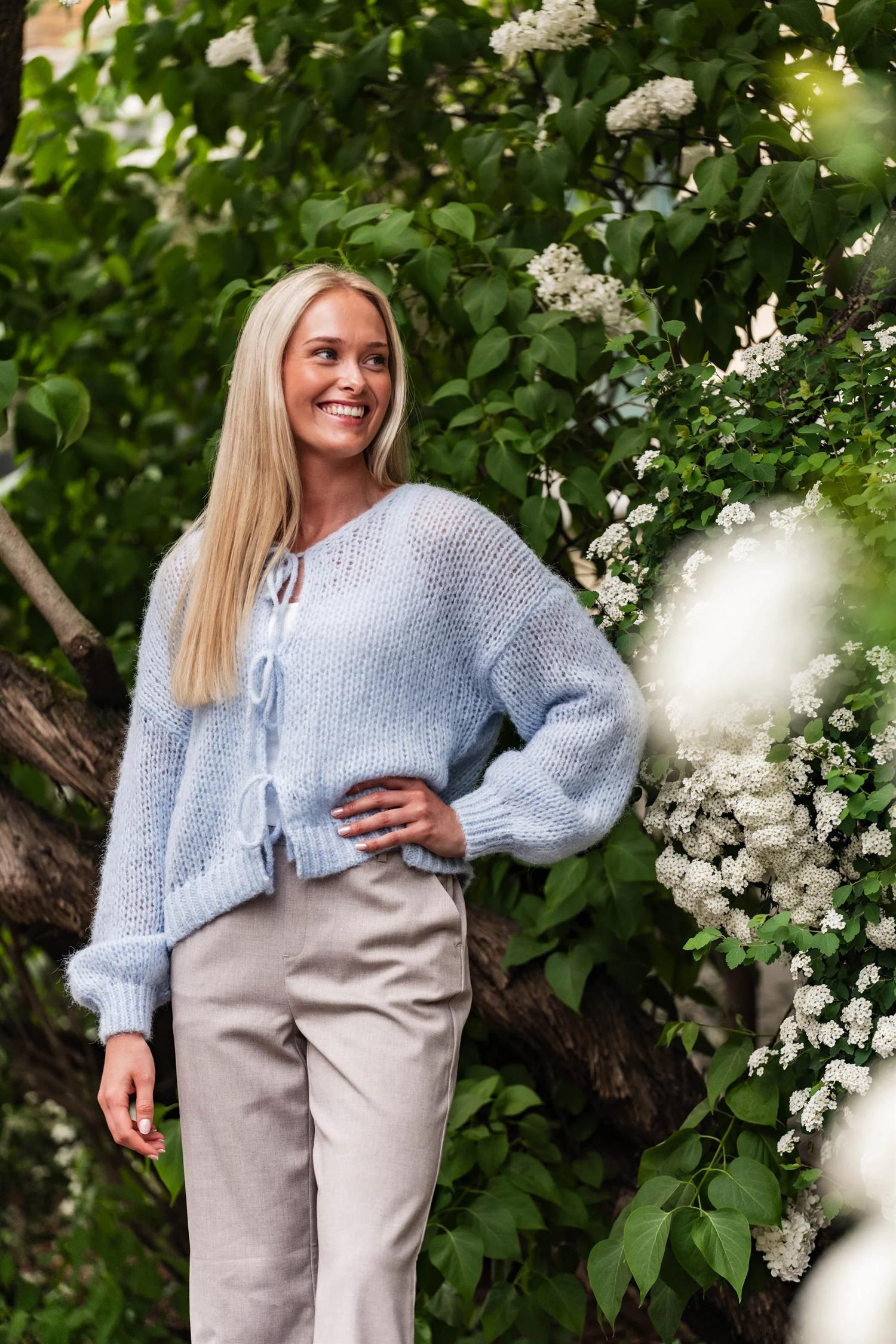 VMALOA LS BOW CARDIGAN GA EXP Mellomblå