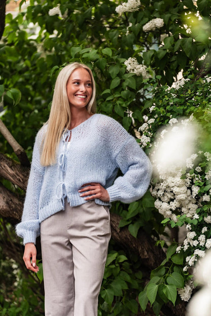 VMALOA LS BOW CARDIGAN GA EXP Mellomblå