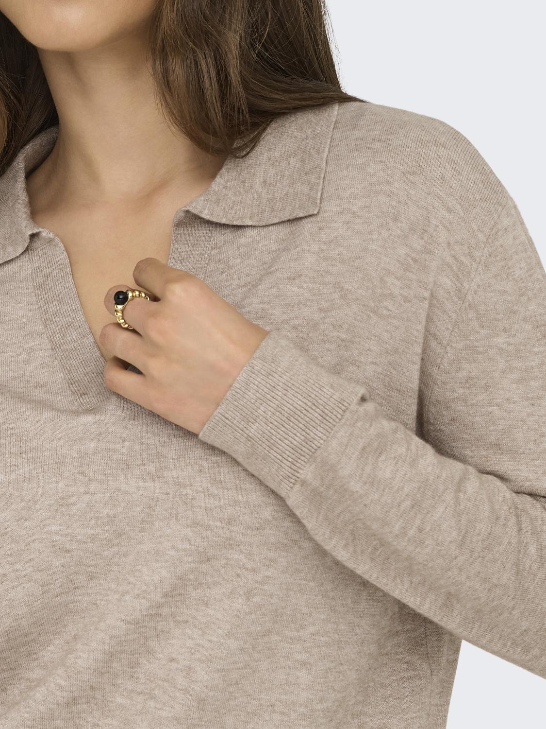 Onlibi Life Ls Polo Pullover Knt Nca Lysebrun