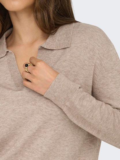 Onlibi Life Ls Polo Pullover Knt Nca Lysebrun