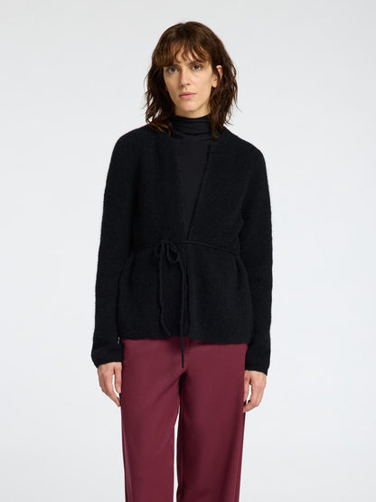 Slfsia Ras Ls Knit Belt Cardigan Sort