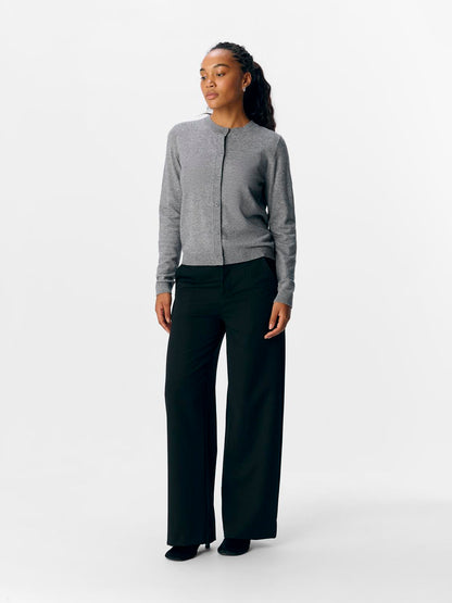 Objthess L/s Short Cardigan Noos Mellomgrå
