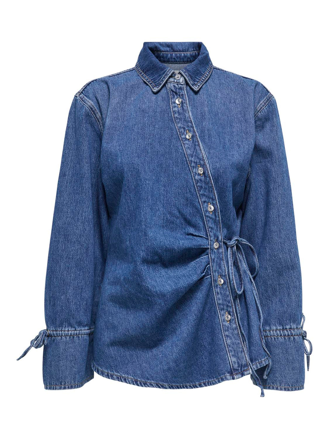 ONLSMILLA LS ASYM TIE SHIRT DNM CS SIK Blå