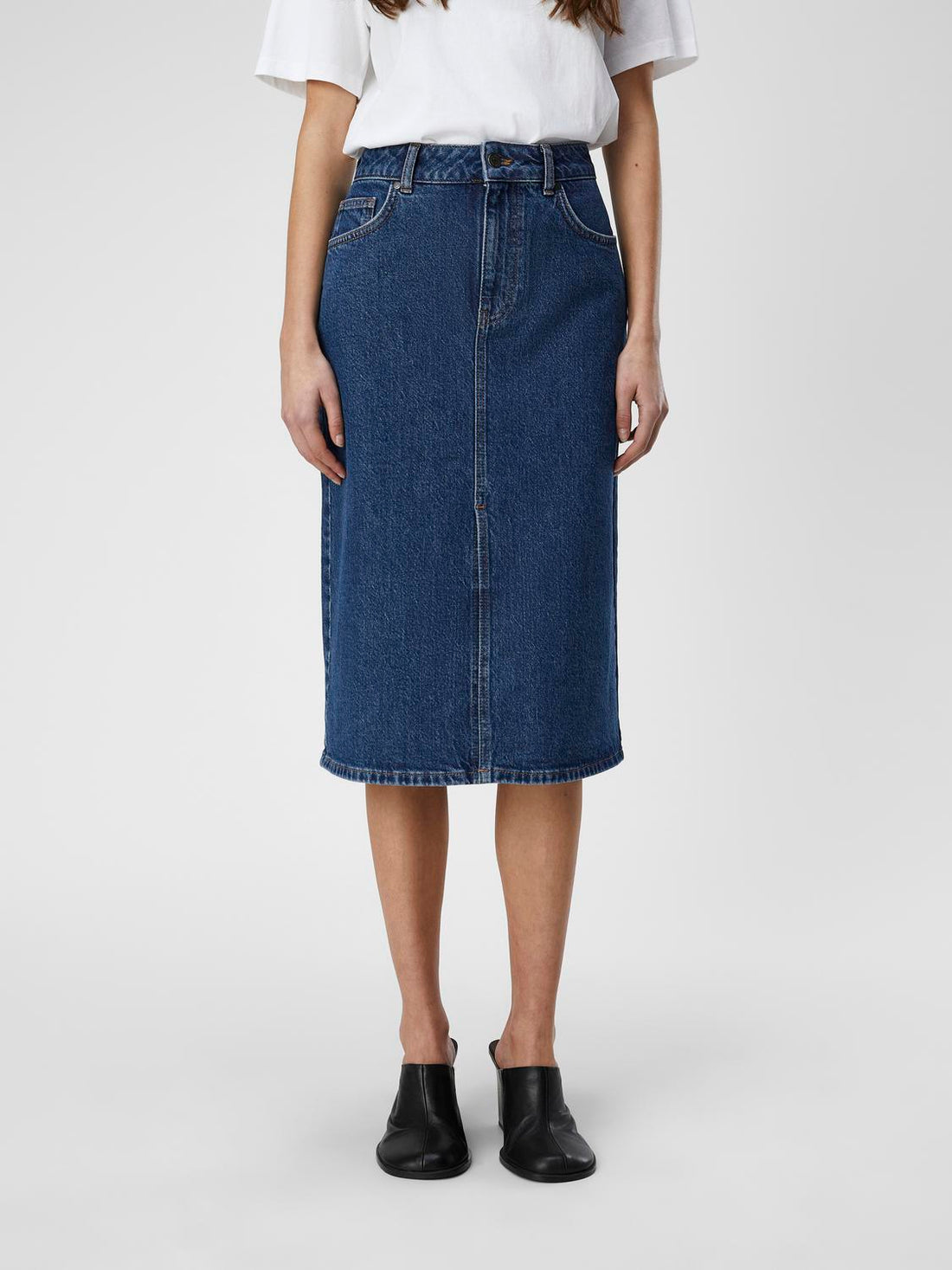 OBJELLEN MW MIDI DENIM SKIRT NOOS Mellomblå