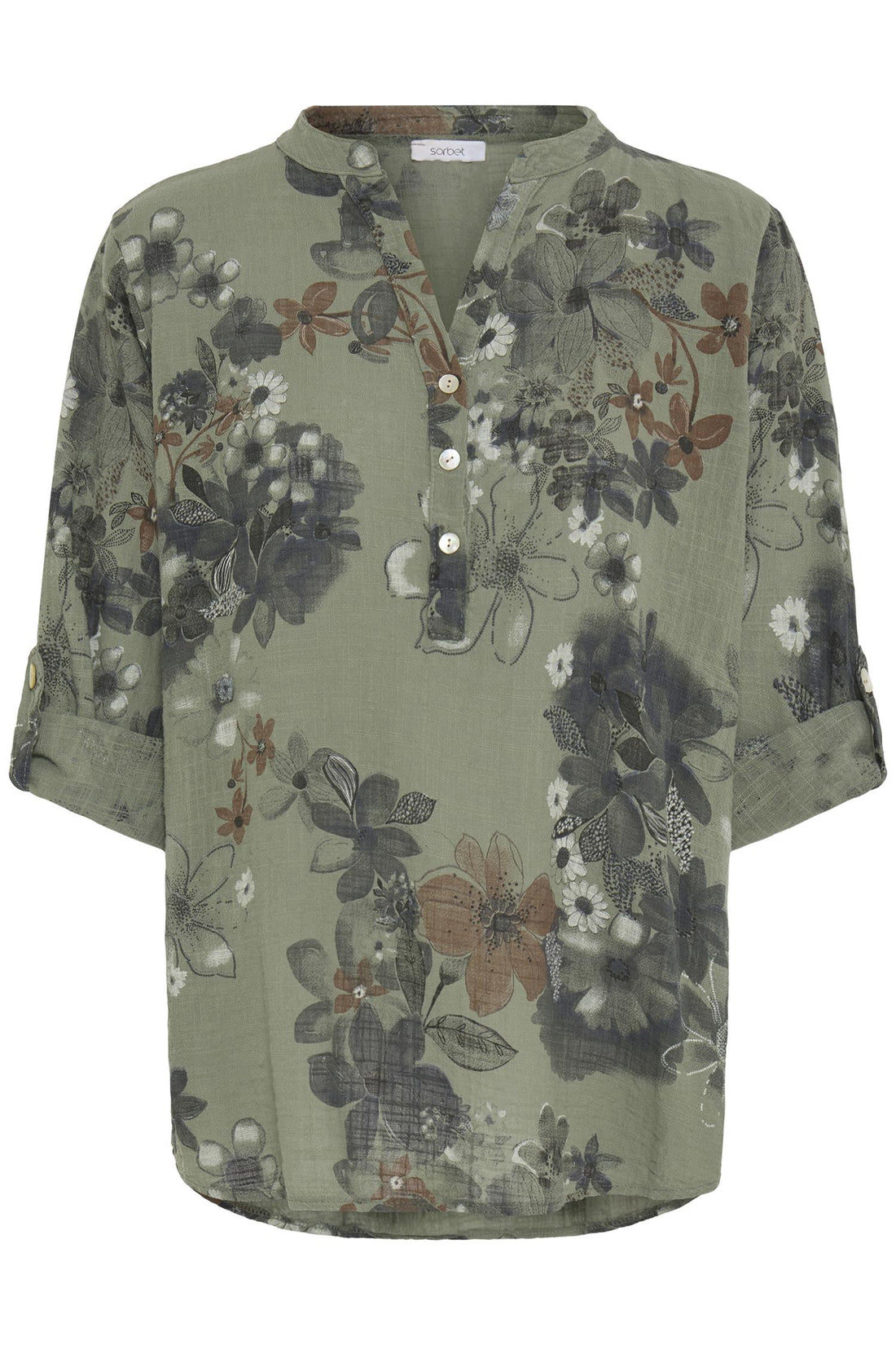 Sbalexia Fl Blouse Dusty Olive