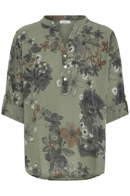 Sbalexia Fl Blouse Dusty Olive