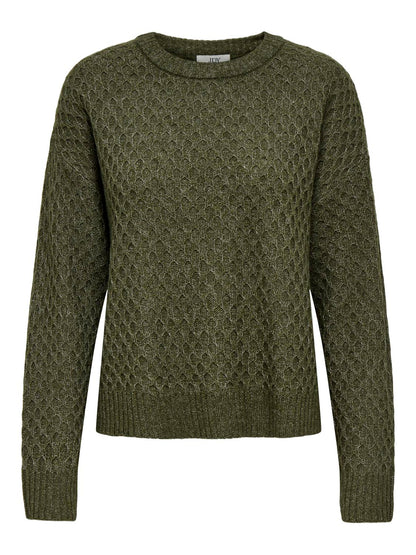 JDYBIGUM L/S O-NECK PULLOVER KNT Mørkegrønn
