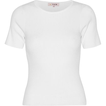Rib knit short sleeve top Hvit