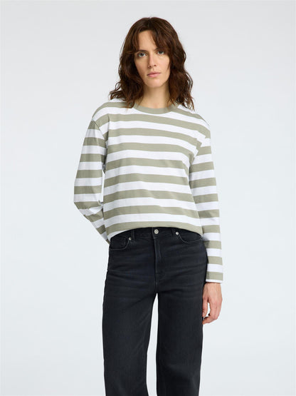 SLFESSENTIAL LS STRIPED BOXY TEE NOOS Vetiver