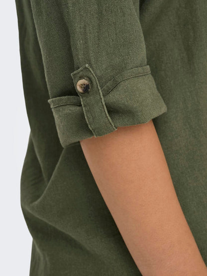 JDYSAY 3/4 LINEN V-NECK TOP WVN DIA Mellomgrønn