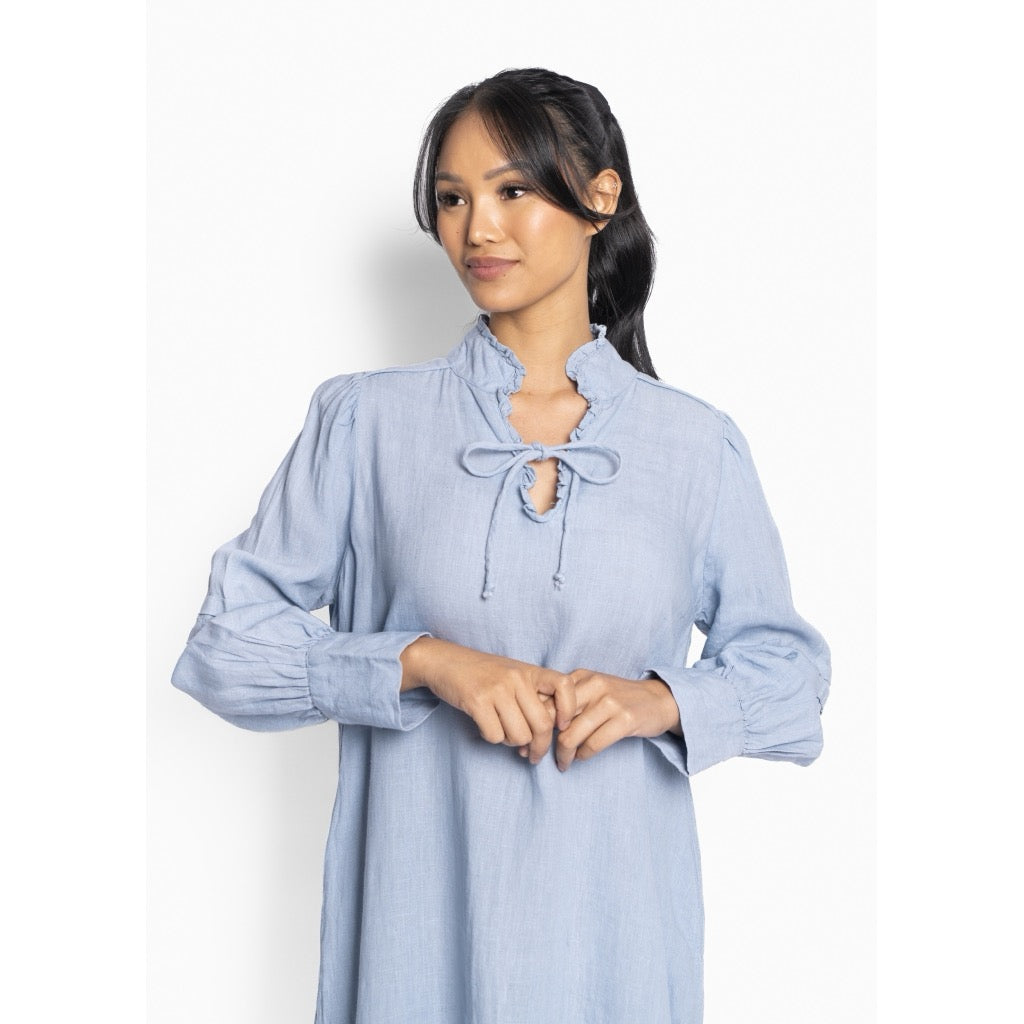 SARI Linen Dress Blå
