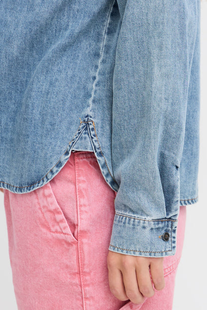 PZSYLVIE LS BLOUSE Jeansblå