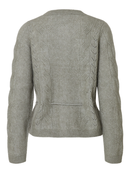 SLFVERA LS KNIT BELT CARDIGAN EX Mellomgrå