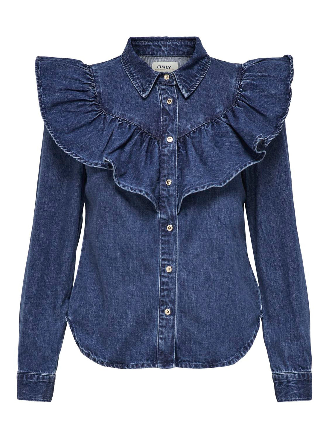 ONLINDIGO LS FRILL DNM SHIRT QYT NOOS Mørkeblå