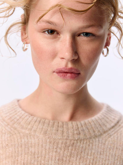 Objabby Ls Re O-Neck Knit Noos Beige