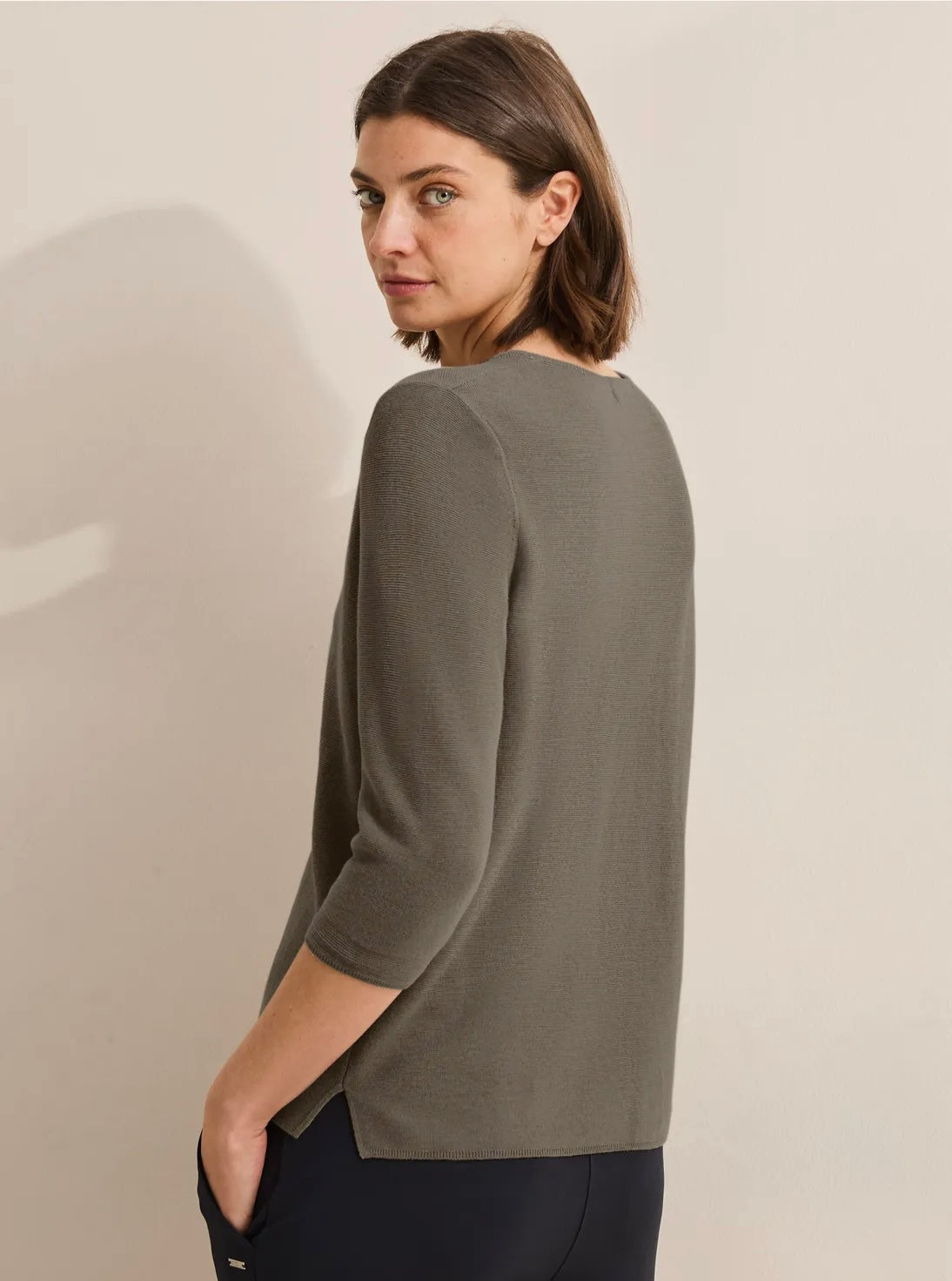 TOS structured roende neck Taupe