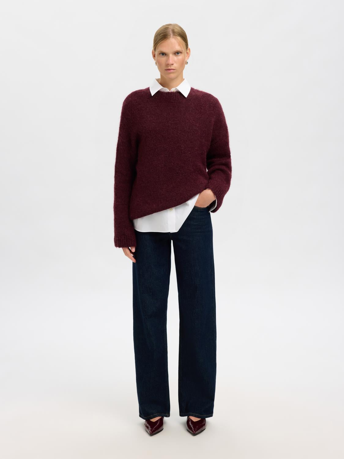 Slfgabriella Ls Knit New O-Neck Noos Mørkelilla